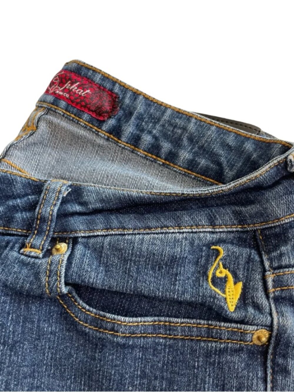 Vintage Baby Phat Y2K Cropped Jeans Juniors Size 11/12 Blue Denim Cat Logo